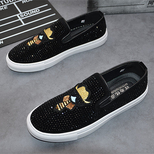 Spring new casual men's board shoes 100 hitch a foot pedal bright diamond Lefu shoes Bean Shoes Society Spirit Little Guy Wave Shoes