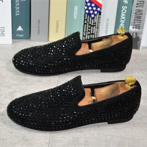 Europe Station Men's Bean Shoes 2021 New Internet Red Water Drilling Men's Shoes A Foot Pedal Lefoe Shoes Spirit Petty