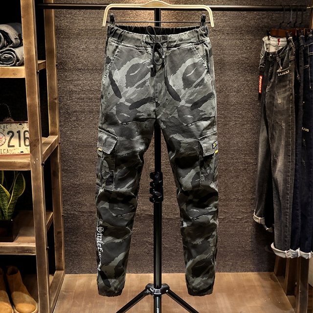 camouflage pants ພາກຮຽນ spring ແລະດູໃບໄມ້ລົ່ນ camouflage ນັກສຶກສາຊາວຫນຸ່ມ casual pants ຜູ້ຊາຍ slim-fitting pants ຜູ້ຊາຍຕີນຂອງ trendy ເກົາຫຼີ