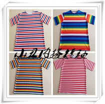 Striped Long Sleeve T-shirt Performance Clothing Inside Wear Outside Wearing Short Sleeve Clown Matching Clothing Blouses Party Festival Daily Necessities
