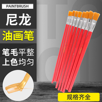 Nylon oil brush hair red Rod brush glue brush paint brush White Rod flat head oil painting brush 4-12