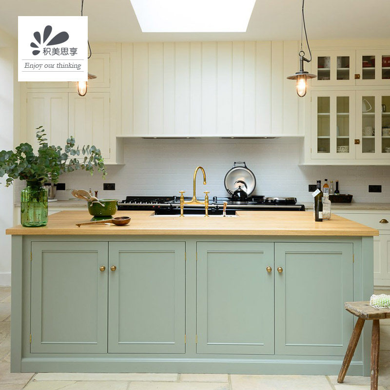 Jimei Sixiang Nordic solid wood overall cabinet customization Open fresh home kitchen cabinet decoration whole house customization