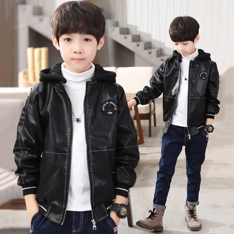 Boys 'coat autumn 2021 new children's leather jacket middle and large children's jacket boys' spring and autumn tide foreign school Korean children's clothing
