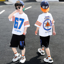 Boys summer suit summer 2021 new childrens clothes big boy boys handsome trendy brand childrens clothing two-piece suit