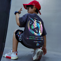 Childrens clothing boys t-shirt short-sleeved summer clothing 2021 new thin summer pure cotton boys middle and large childrens tops tide t