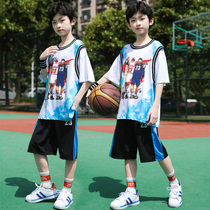 Childrens clothing boys ball suit set summer 2021 new childrens summer clothes middle and large childrens thin boys handsome clothes trend