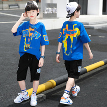 Childrens clothing boys summer suit 2021 new summer middle and large children handsome boys thin short-sleeved clothes tide brand