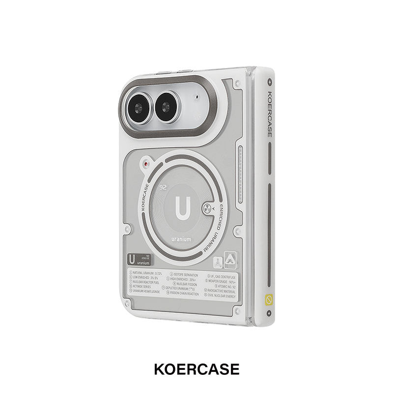 Electroplated Circuit Uranium Mecha Cyber Style Unique Niche White U Trendy Simple Cool Magnetic Phone Case Suitable for Apple iPhone Duo Foldable Screen Front Frame Screen Center Axis Protective Case