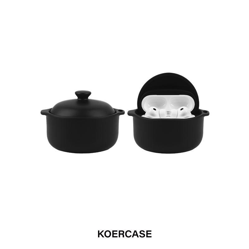 Guangdong Traditional Soup Pot Pure Black Earphone Case 3D Printed Original Design Desktop Ornament Gift Suitable for Apple Earphones AirPods 4Th Generation New Pro1/2 Generation Pro3 Generation Protective Case Guangdong Traditional Soup Pot Pure Black Earphone Case 3D Printed Original Design Desktop Ornament Gift Suitable for Apple Earphones AirPods 4Th Generation New Pro1/2 Generation Pro3 Generation Protective Case