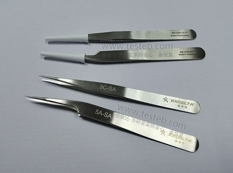 Excelta 5A-SA tip tweezers 0 13mm microelectronic semiconductor precision clamping 5 degrees fine elbow