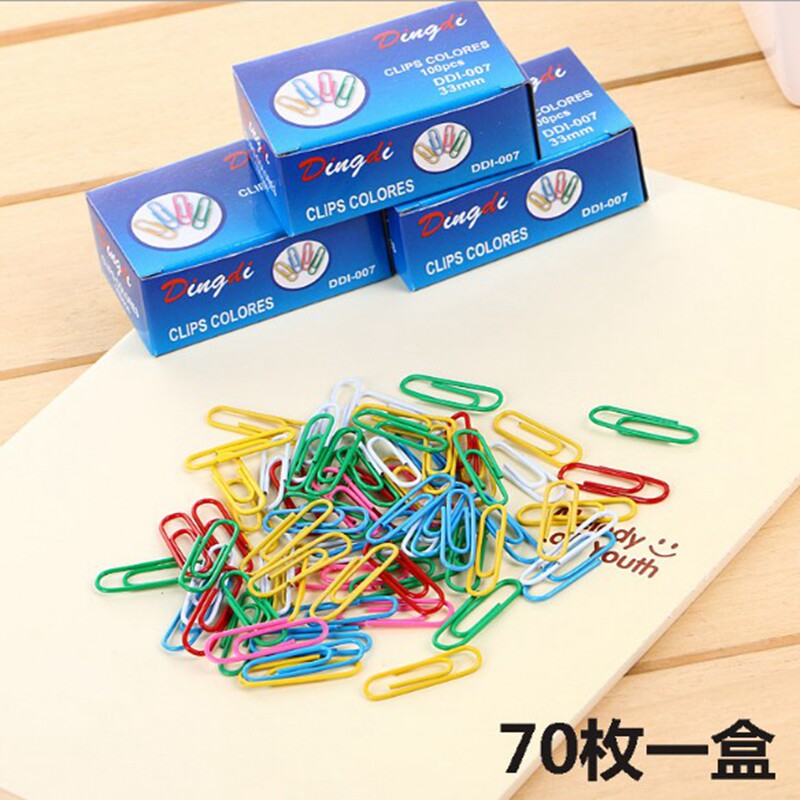 High-quality color paper clips Color plastic-coated paper clips special price colorful storage needles office stationery boxed wholesale