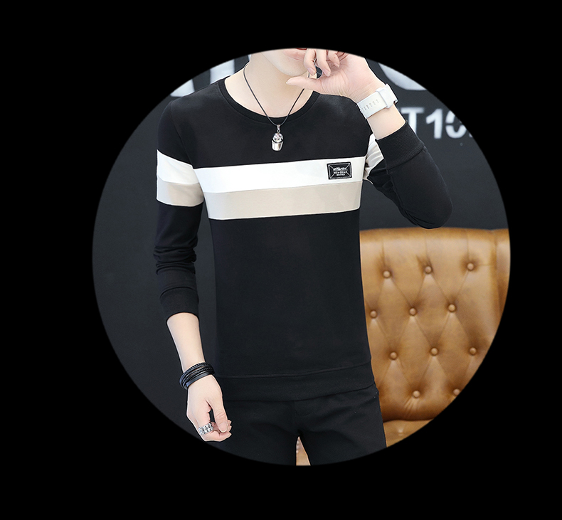 Áo thun nam tay dài cotton cổ tròn mùa đông nam Xu hướng phiên bản Hàn Quốc của quần áo mùa thu cộng với áo nhung dày ấm áp nam áo thun nam tay dài