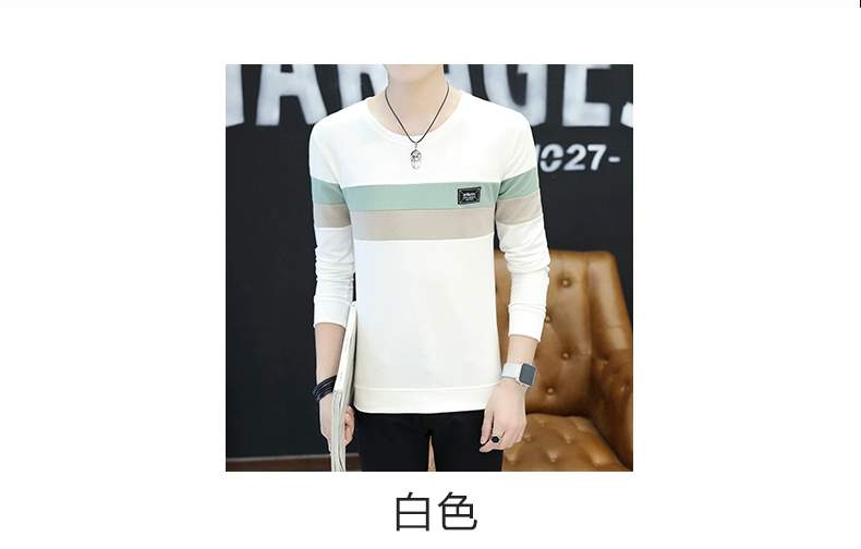 Áo thun nam tay dài cotton cổ tròn mùa đông nam Xu hướng phiên bản Hàn Quốc của quần áo mùa thu cộng với áo nhung dày ấm áp nam