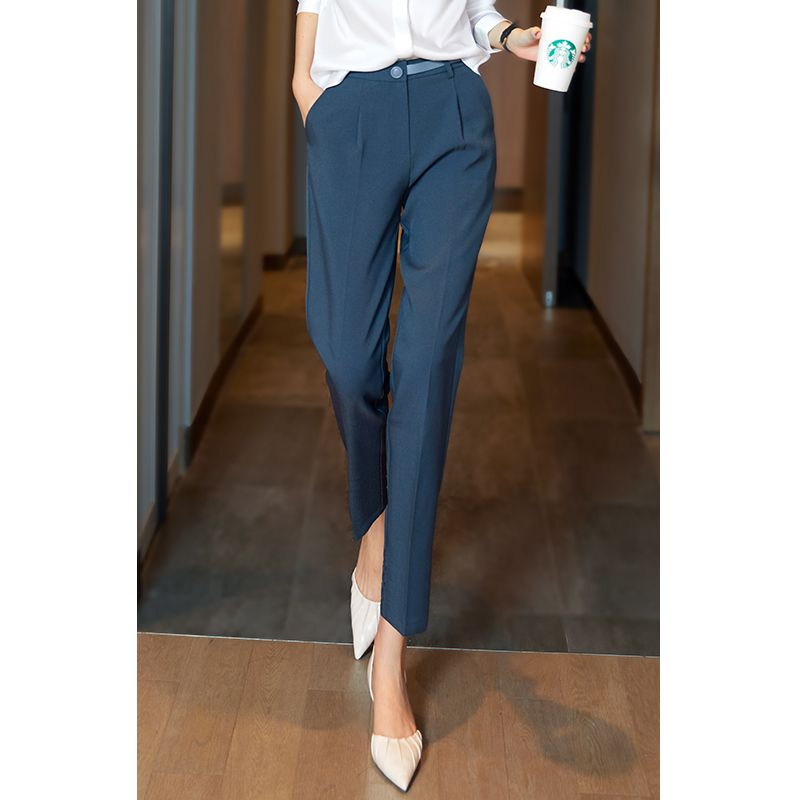 Straight Drum Casual Western Dress Pants 2022 Spring new Korean version Slim Blue Green Pituitary Smoke Smoke 90% Pants Woman