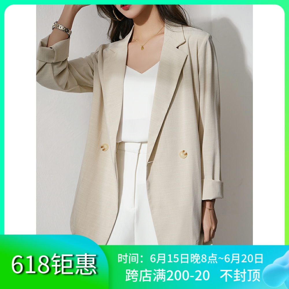 Small subthin style suit jacket woman 2022 spring fall loose 100 hitch-style commuter casual little western suit blouse