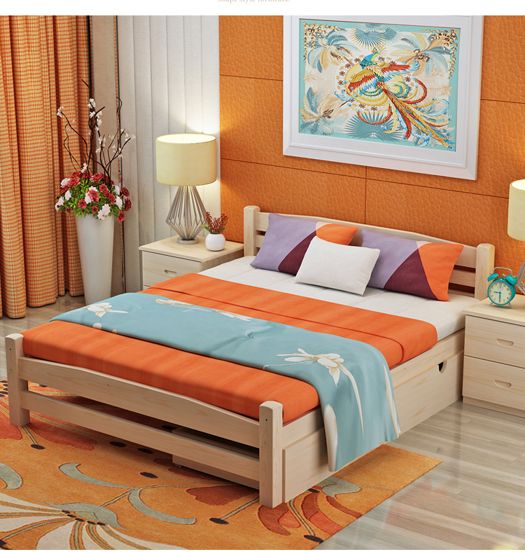 gỗ đôi giường 1,8 m hộp cao hiện đại và đơn giản của thông tiết kiệm 1,5 giường lưu trữ đôi 1.2m1.35 - Giường giường hàn quốc