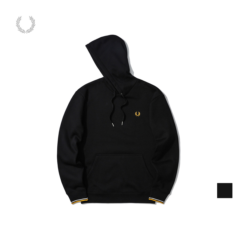 FRED PERRY men's thick T-shirt summer drawstring hooded sports wheat ear embroidery British leisure trend M9120