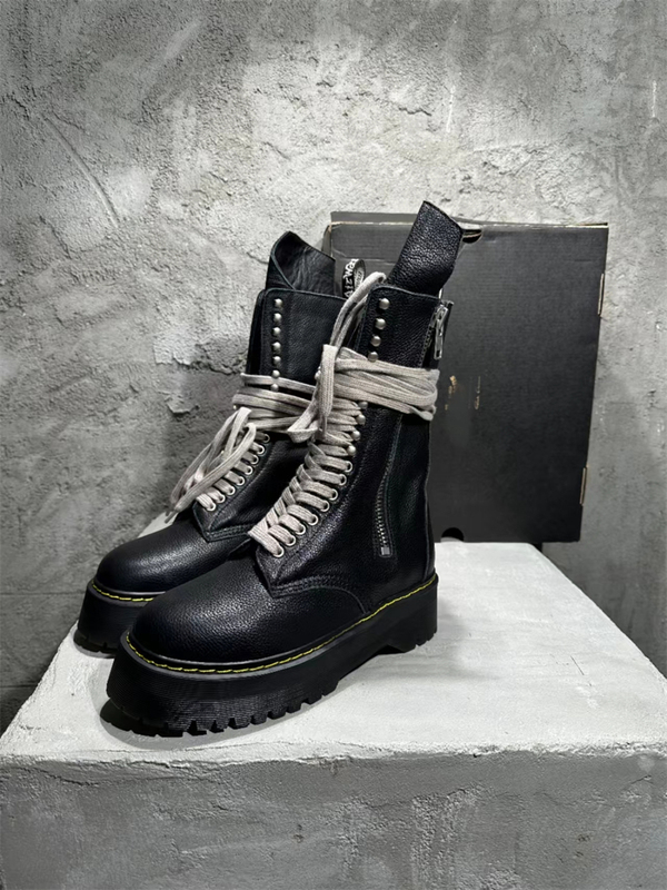 Xuanzhan Independent Ro Collaboration Dr High-Top Thick-Soled Dark Style Unisex Workwear Retro British Style Zipper High-Top Martin Boots
