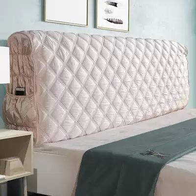 Bed cover backrest leather wooden bed universal lattice imitation leather elastic European Net red fabric anti-collision dustproof bed bag