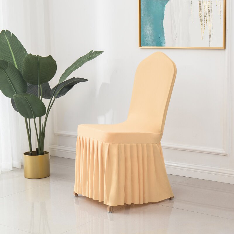 Sun skirt pleated skirt elastic chair cover hotel restaurant dining chair cover foot wedding banquet chair cover stool cover universal