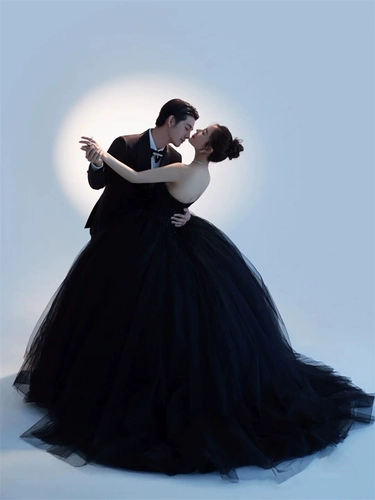 Реквизит для фотографии, ретро топ без лямок, черное свадебное платье, рукава фонарики