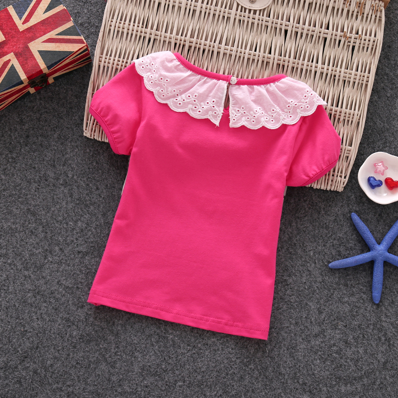 Mùa hè 2018 bé gái mới bồng bềnh áo thun cotton trắng phiên bản Hàn Quốc của bé trai lớn phần mỏng tay ngắn áo thun trẻ em đồng phục