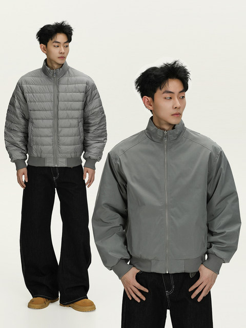 A Carton American-Style 90 White Duck down Stand-Up Collar Reversible down Jacket for Men and Women, Warm and Lightweight Trendy Coat