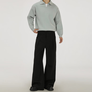 Acarton Retro Tr Blend Three-Dimensional Double-Pleated A-Line Trousers for Men and Women, Loose and Drapey, Wrinkle-Free Casual Pants for Commuting