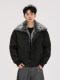 A Carton American-Style Fur Collar Jacket, Mountain Carving Cotton Coat, Unisex Winter Design, Thickened Jacket, Casual Cotton Clothing