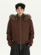 A Carton American-Style Workwear Warm Hooded down Jacket for Men and Women, High-End Casual Fur Collar Jacket, Trendy