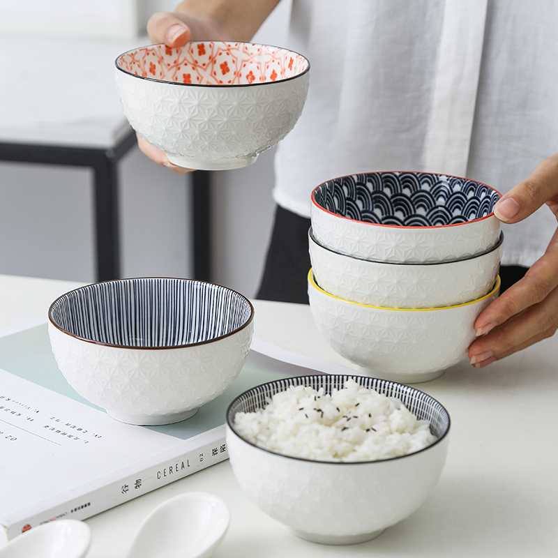 Day Style Net Red Home Ceramic Bowl Individuality Single Rice Bowl Soup Bowl Salad Bowl breakfast Small bowl sweet bowl cutlery