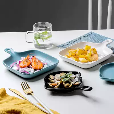 Creative Japanese-style household one-person food long-handled baking tray baked rice baked heart breakfast dessert fruit plate tableware