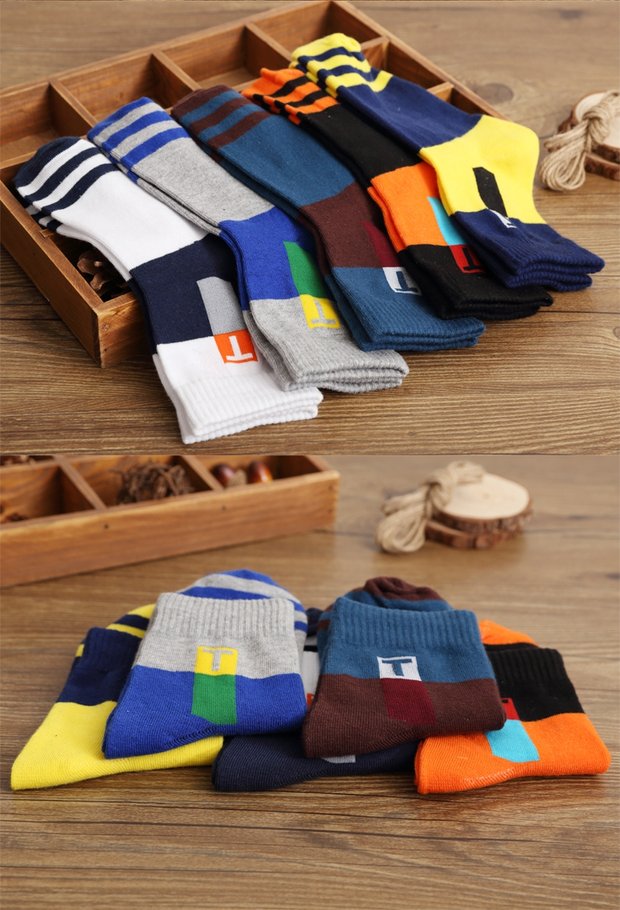 Mùa thu và mùa đông nam cotton nam vớ cotton dày trong ống vớ cotton dài vớ bán buôn 10 đôi tất cổ cao