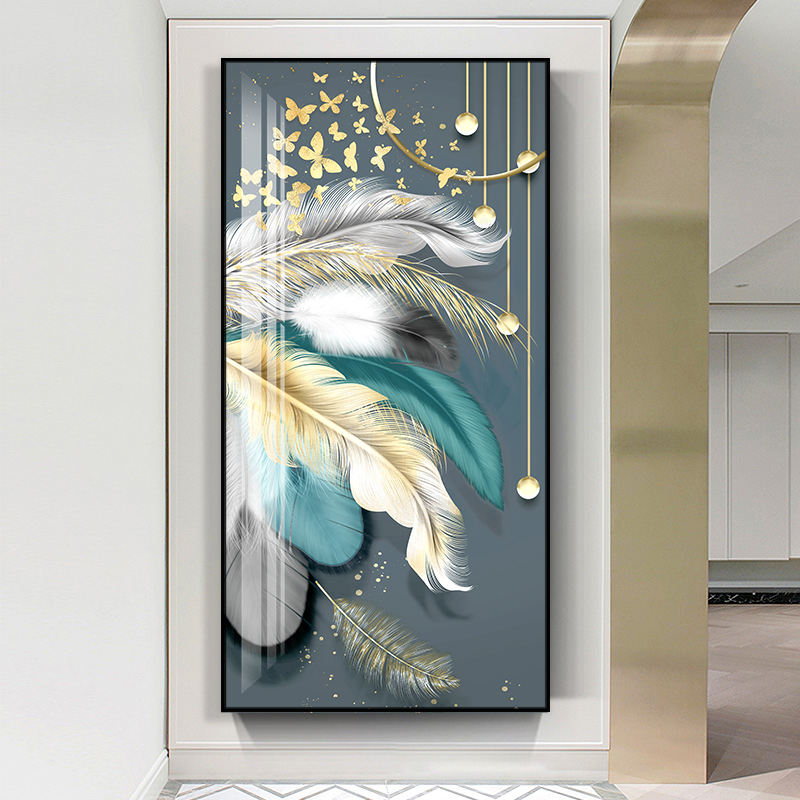 Modern minimalist entrance corridor Xuanguan Decorative Hanging Paintings Upscale Background Wall Mural Atmospheric Aisle Inlaid Drilling Crystal Porcelain Painting