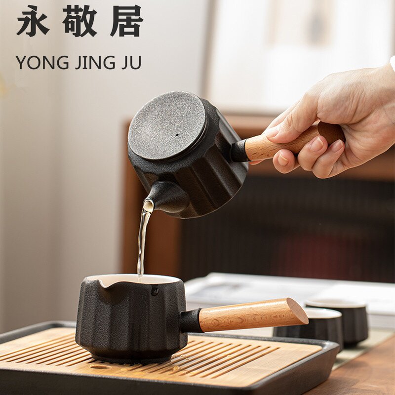 Yongjing Ju side handle pot Ceramic Kung Fu tea set Household simple Japanese water storage tea tray Tea cup High-grade gift box