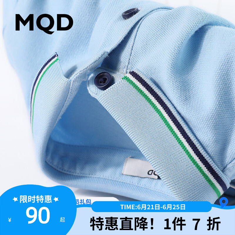 MQD Boy dress boy Yanist T-shirt Child turned up short sleeve 2022 Summer new CUHK Tong Polo Shirt Laurenma Ball blouse