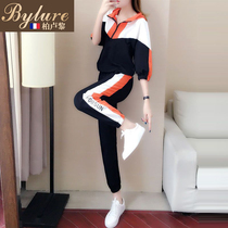 Bylure sports and leisure suits womens fashion trend loose foreign atmosphere age spring and summer new mid-sleeve sweater set