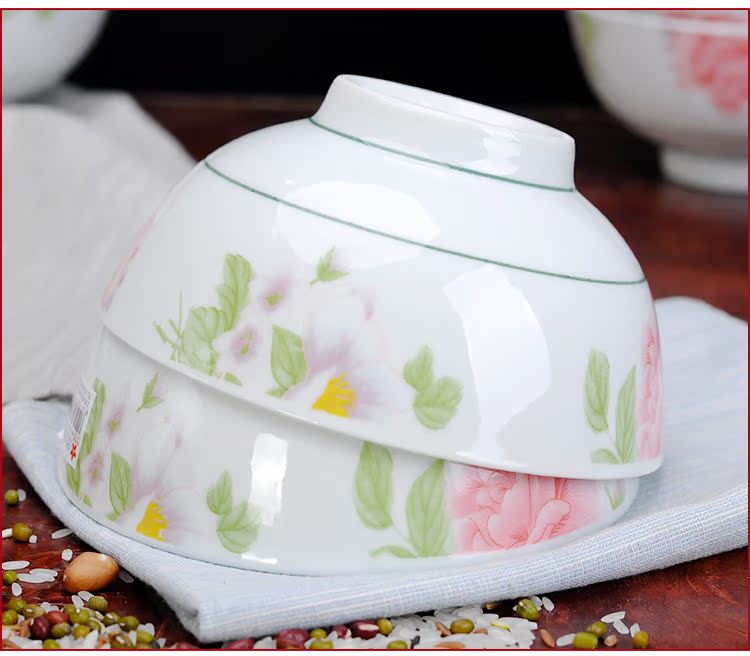 Bộ đồ ăn bằng gốm sứ màu sắc khỏe mạnh bộ dao kéo kết hợp kiểu Trung Quốc bát cơm bát gốm bát canh bát đĩa dùng 1 lần