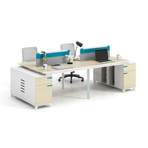 Modern simple light color plate four-person Workbench Financial desk screen card staff computer desk combination