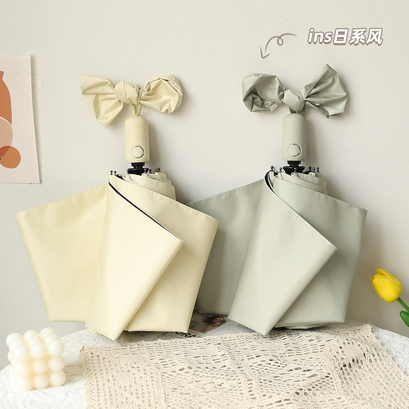 Fully automatic day shade sunshade umbrella sunscreen anti-UV folding retro Umbrian women ins wind sunny and rainy