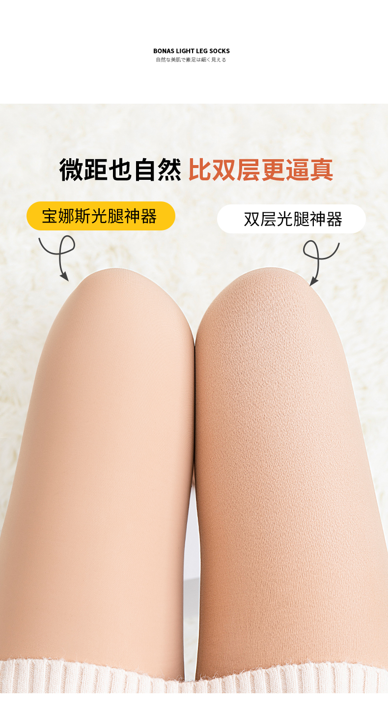 BONAS 宝娜斯 女士加厚打底袜 120D 2条 图5