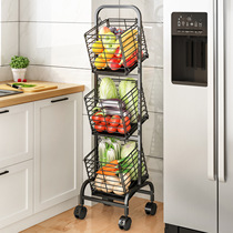Removable cart vegetable basket storage rack kitchen floor multi-layer household multifunctional fruit and vegetable storage rack
