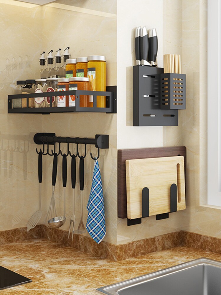 Non-perforated stainless steel pot cover rack Kitchen shelf Cutting board rack Cutting board household knife rack Kitchenware storage shelf