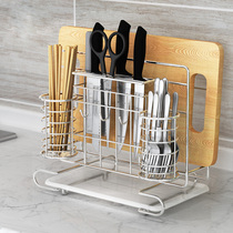 Morizon 304 stainless steel kitchen shelf multifunctional double knife plate rack chopping board rack chopstick holder with chassis