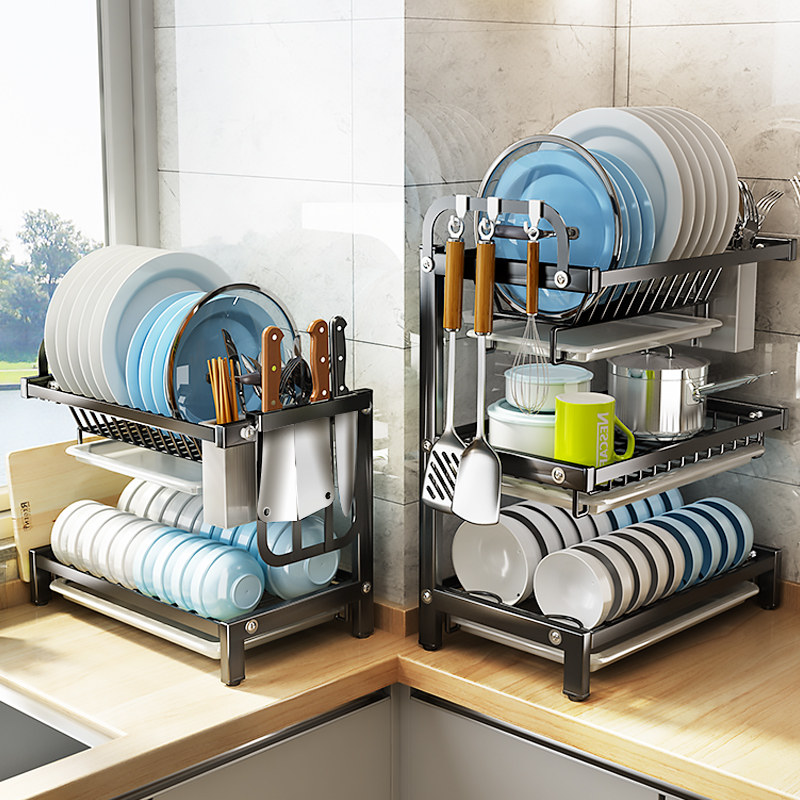 304 Stainless Steel Bowl Rack Drain Rack Kitchen Shelve to dry dishes Dish Tray Cutter Supplies Bowl chopstick containing box