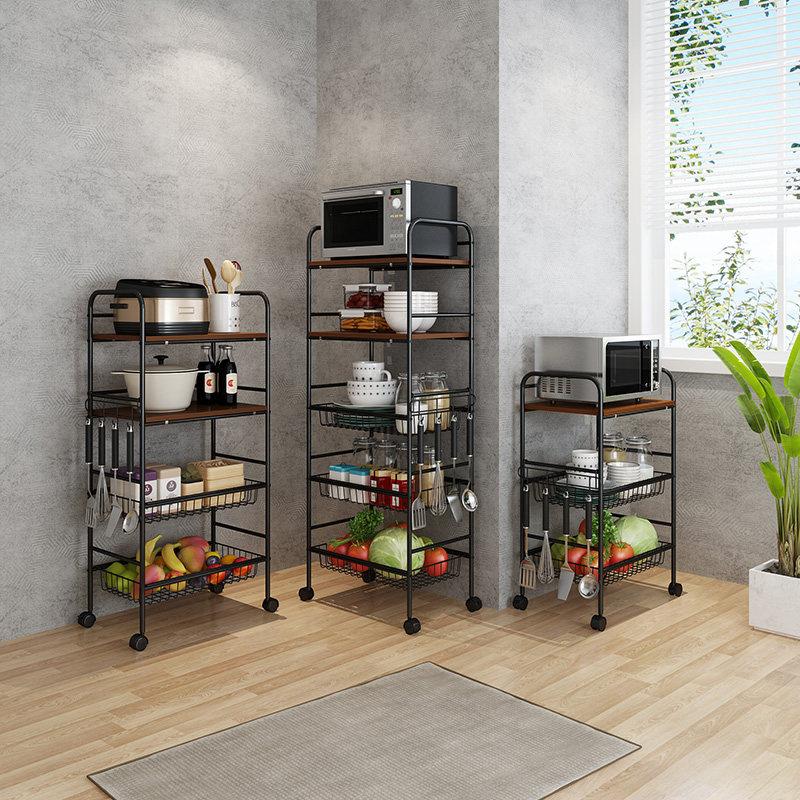 Kitchen rack vegetable storage rack microwave oven floor multi-layer shelf vegetable and fruit seasoning storage rack
