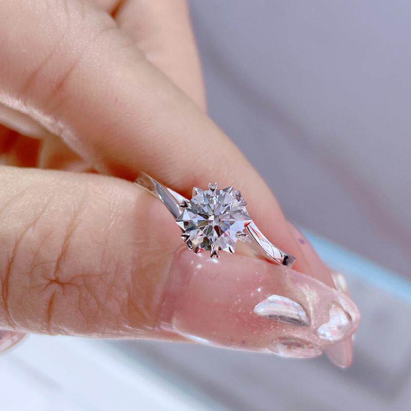 Henan laboratory cultivates artificial synthetic diamonds 18k white gold snowflake twist arm 80 minute wedding ring for women 950 platinum