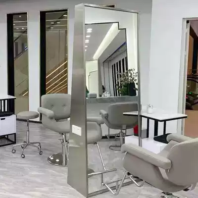 Net red hairdressing mirror table hair salon special store double-sided mirror table simple high-grade stainless steel floor-cutting mirror