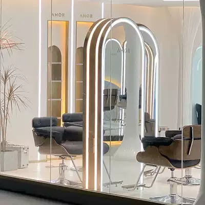 New Lili shop salon mirror table floor with touch screen light cut hair perm mirror Net red hair salon special mirror