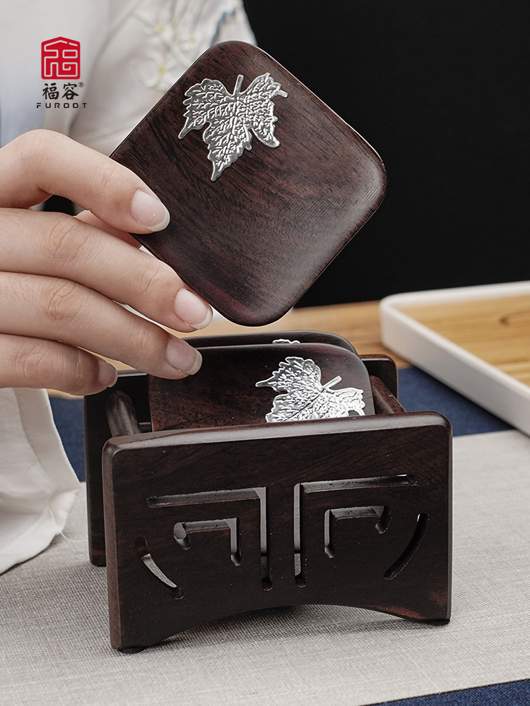 Black Sandalwood Cup Mat Insulation Mat Wood Cup Mat Solid Wood Tea Cup Mat Tea Set Accessories Tea Dau Zen Tea Cup Nursery